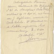 Kenteken: A 6410; Verklaring van Wachtmeester Harminus Warris over inname Nummerbewijs A-6410, foto: H.J. Dijkhuizen