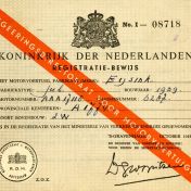 Kenteken: A 1774; Registratiebewijs Eijsink 1939, foto: H. J. Dijkhuizen