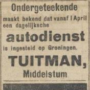 Kenteken: A 8847; Advertentie Nieuwsblad van het Noorden, 1930 foto: H. E. Boonstra