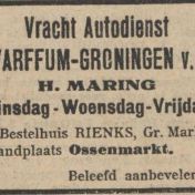 Kenteken: A 9523; Advertentie Nieuwsblad van het Noorden 1925, foto: H. E. Boonstra