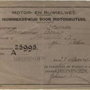 Kenteken: A 25995; Nummerbewijs, foto: W. P. L. Bouman