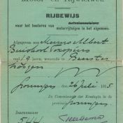 Kenteken: A 1805; Rijbewijs, foto: J. Buiskool Toxopeus