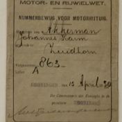 Kenteken: A 863; Nummerbewijs, foto: E. Akkerman