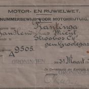 Kenteken: A 9505; Nummerbewijs, foto: archief PAX