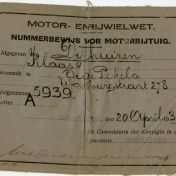 Kenteken: A 5939; Nummerbewijs, foto: H.J. Dijkhuizen