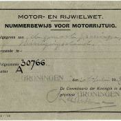 Kenteken: A 30766; Nummerbewijs uit archief Gemeentereiniging (1475-835)