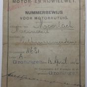 Kenteken: A 11681; Nummerbewijs, foto: collectie M.L. Kruijthof