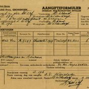 Kenteken: A 9349; Aangifteformulier Chevrolet truck uit het archief van het Militair Gezag, DMC Winschoten, 09-05-1945 (67-83)