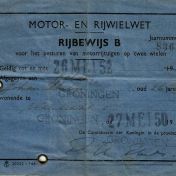 Kenteken: A 46928; Rijbewijs Johan Philip Kelders, foto: H. Kelders