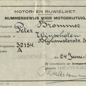 Kenteken: A 32154; Nummerbewijs, bijlage bij de registers van afgifte van nummerbewijzen (800-6159)