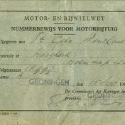 Kenteken: A 18999; Nummerbewijs, bijlage bij de registers van afgifte van nummerbewijzen (800-6159)