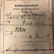 Kenteken: A 13620; Nummerbewijs, foto: A. D. den Hartogh