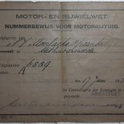Kenteken: A 6559; Nummerbewijs, foto: collectie M.L. Kruijthof