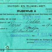 Kenteken: A 9508; Rijbewijs P. Bakker uit archief Stel- en automakerij Bakker (2265-10)