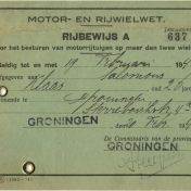Kenteken: A 38478; Rijbewijs 1943, foto: A. Wildeman
