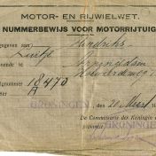 Kenteken: A 18470; Nummerbewijs, bijlage bij de registers van afgifte van nummerbewijzen (800-6159)