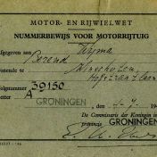 Kenteken: A 39150; Nummerbewijs, bijlage bij de registers van afgifte van nummerbewijzen (800-6159)