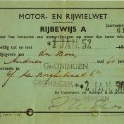 Kenteken: A 34009; Autorijbewijs, 1950, uit archief A. du Bois (AW 2021-246)