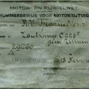 Kenteken: A 29860; Nummerbewijs uit archief W. Mollema