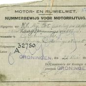 Kenteken: A 32750; Nummerbewijs, bijlage bij de registers van afgifte van nummerbewijzen (800-6159)