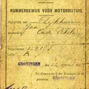 Kenteken: A 15018; Nummerbewijs, foto: H.J. Dijkhuizen