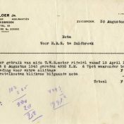 Kenteken: A 24881; Nota A. Loer voor het gebruik van zijn TWN motor door de N.B.S. uit archief van het Militair Gezag, Provinciale Militaire Commissaris, 30-08-1945 (63-167)