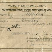 Kenteken: A 20813; Nummerbewijs, bijlage bij de registers van afgifte van nummerbewijzen (800-6159)