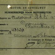 Kenteken: A 43129; Nummerbewijs, bijlage bij de registers van afgifte van nummerbewijzen (800-6159)