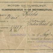 Kenteken: A 23997; Nummerbewijs, bijlage bij de registers van afgifte van nummerbewijzen (800-6159)