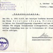 Kenteken: A 1651; Bescheinigung 04-10-1944 uit archief firma Duintjer (1958-113)