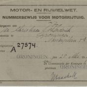 Kenteken: A 27574; Nummerbewijs, foto: W. A. Jörg