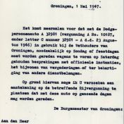 Kenteken: A 32981; Aanvraag aantekening Rijvergunning 01-05-1947 uit archief Gemeentereiniging (1475-785)