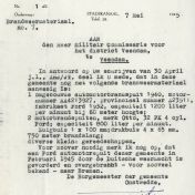 Kenteken: A 23511; Opgave aanwezig brandweermateriaal uit het archief van het Militair Gezag, Provinciale Militaire Commissaris, 07-05-1945 (63-139)