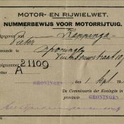 Kenteken: A 21109; Nummerbewijs A-21109