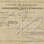 Kenteken: A 28279; Nummerbewijs, bijlage bij de registers van afgifte van nummerbewijzen (800-6159)