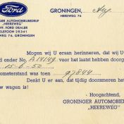 Kenteken: A 14149; Herinneringskaart Ford dealer 1950, foto uit archief Houthandel J.M. Meihuizen & Zoon (1865-2425)