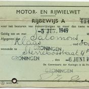 Kenteken: A 40914; Rijbewijs 1947, foto: A. Wildeman
