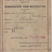 Kenteken: A 16149; Nummerbewijs, foto: archief PAX