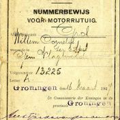 Kenteken: A 13225; Nummerbewijs, bijlage bij de registers van afgifte van nummerbewijzen (800-6159)