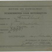 Kenteken: A 39987; Nummerbewijs