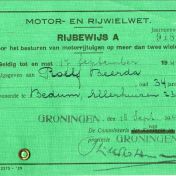 Kenteken: A 21204; Rijbewijs Roelf Beerda 1942, Collectie OVCG 2220-250