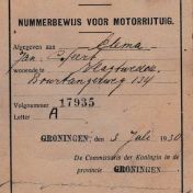 Kenteken: A 17935; Nummerbewijs, foto: S. Gijselhart