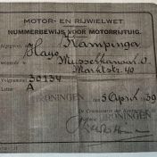 Kenteken: A 30134; Nummerbewijs, foto: G. Kampinga