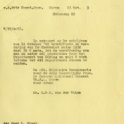 Kenteken: A 31365; Correspondentie over de Chevrolet uit het archief van het Militair Gezag, Provinciale Militaire Commissaris, 23-10-1945 (63-167)
