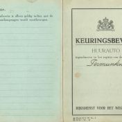 Kenteken: A 32815; Keuringsbewijs Ford, foto: S. Abels