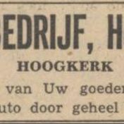 Kenteken: A 25712; Advertentie Nieuwsblad van het Noorden, 1946 foto: H. E. Boonstra