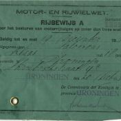 Kenteken: A 38478; Rijbewijs, 1934, foto: A. Wildeman