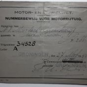 Kenteken: A 34528; Nummerbewijs, foto: collectie M.L. Kruijthof