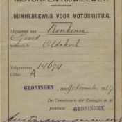 Kenteken: A 14674; Nummerbewijs, foto: G. Renkema
