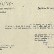Kenteken: A 25577; Antwoord van H. Duintjer uit het archief van het Militair Gezag, DMC Veendam, 23-08-1945 (66-71)